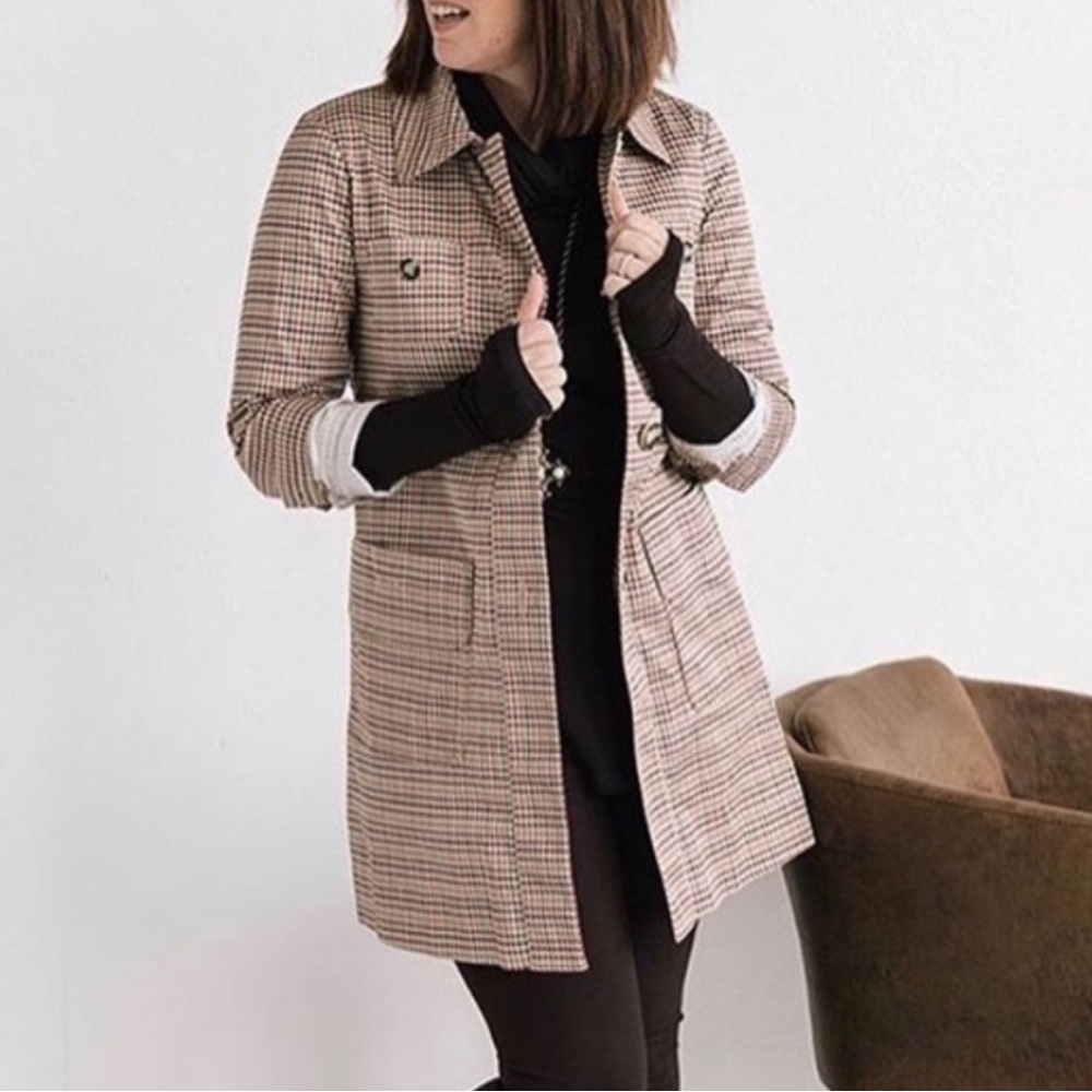 Cabi Houndstooth Sherlock Trench Coat - Style 3734 - Size Large